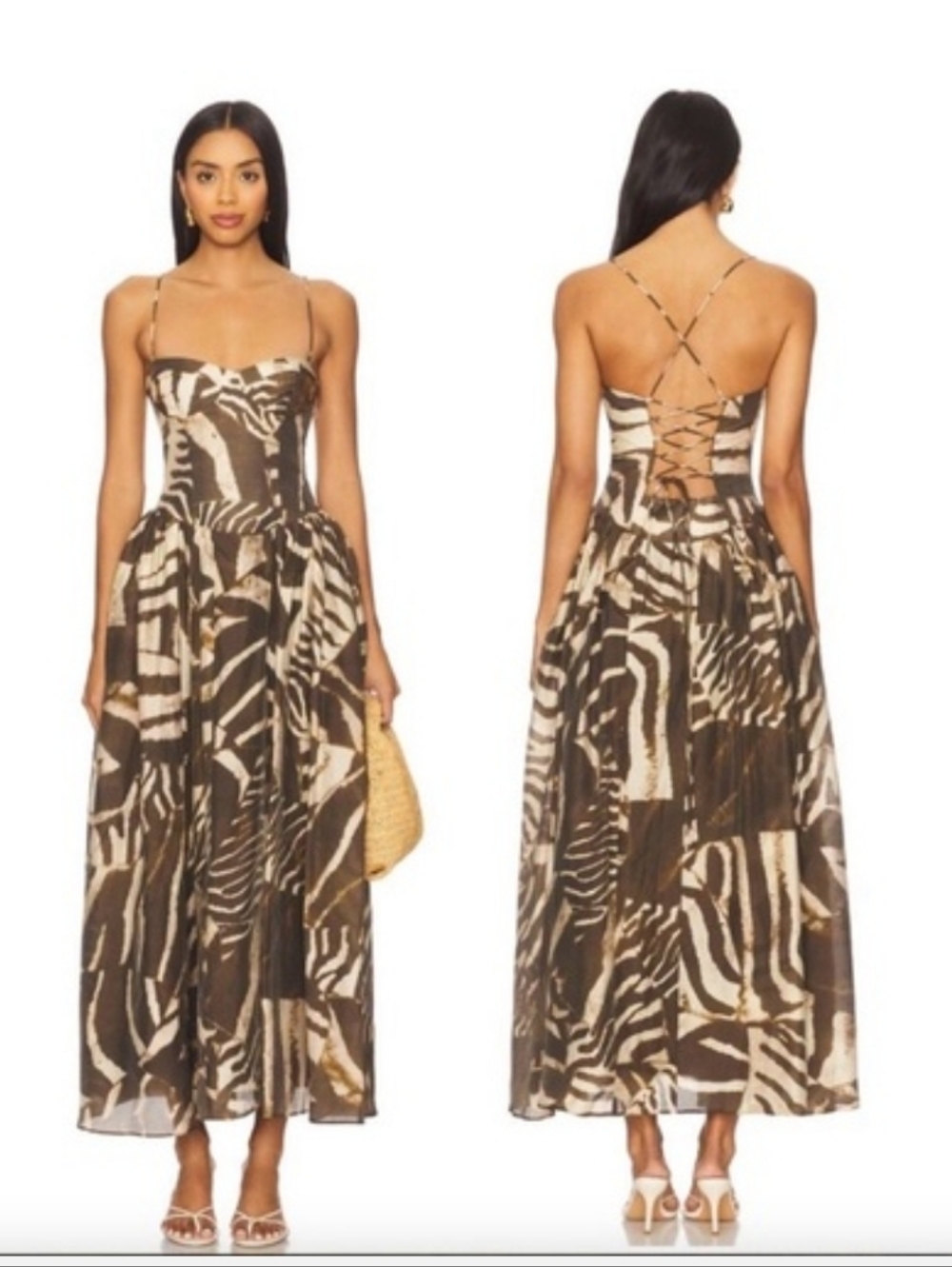 Bardot Estie Anima Print BrownMaxi Dress Nwt